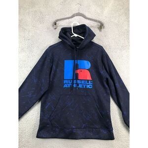 Russell Athletic Sweater Mens Medium M Navy Marble Fleece Hoodie Sweatshirt‎ NEW